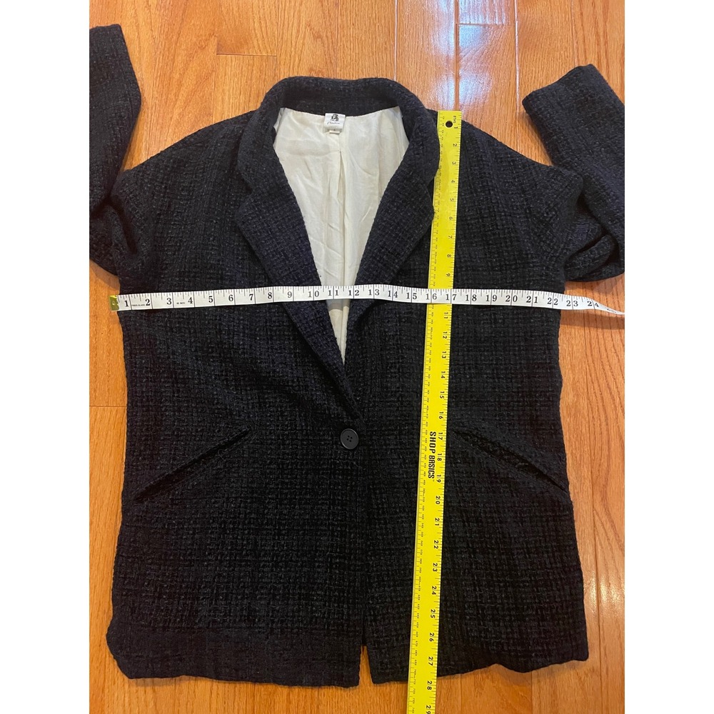 Flawless Black Textured Tweed Blazer Womens Size S Single Button Wool Blend soft - Picture 5 of 9